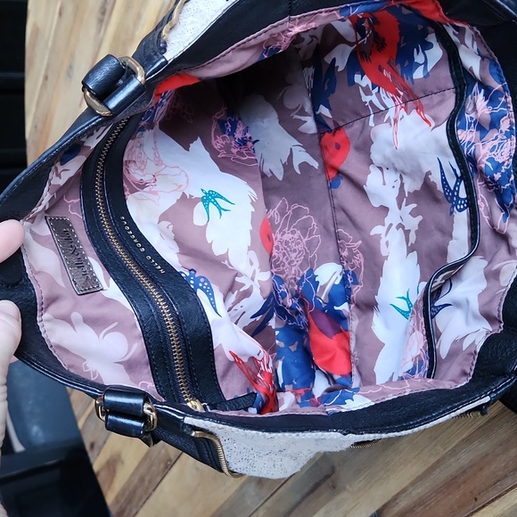 Stella & Dot Black Leather Purse Shoulder Bag Snakeskin Detail Sides - Picture 9 of 17